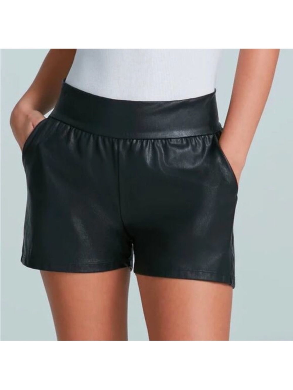 Commando High Waist Black Leather Shorts Faux Leather Relaxed‎ Size Large